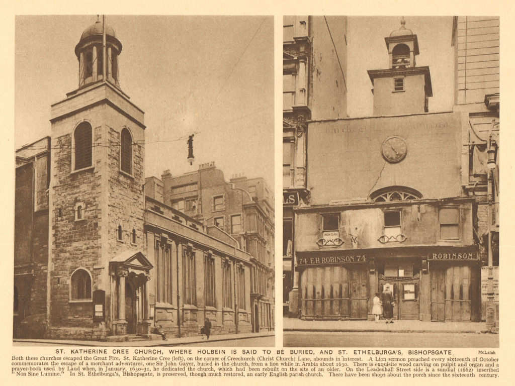 St. Katherine Cree church, Leadenhall Street. St. Ethelburga's, Bishopsgate 1926